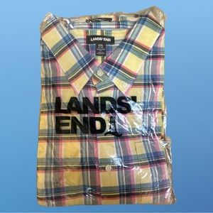 Lands’ End Men’s button down  NWT XXL 18-18.5 Yellow
